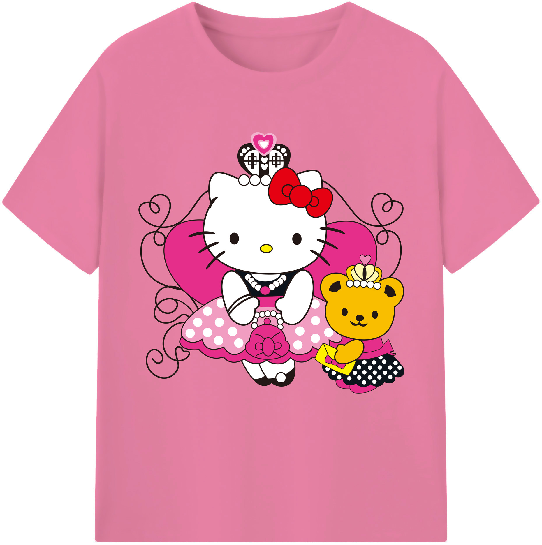 （画像用） Hello Kitty ハローキティ 綿100％半袖Tシャツ（フロントプリント）